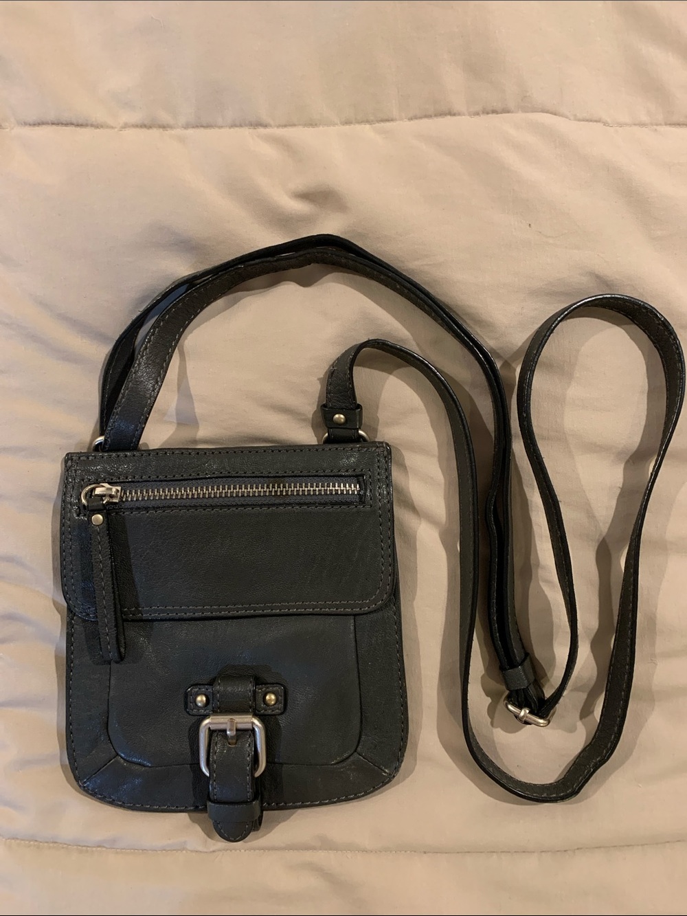 Banana Republic Vintage Black Italian Lambskin Leather Crossbody Bag Mini